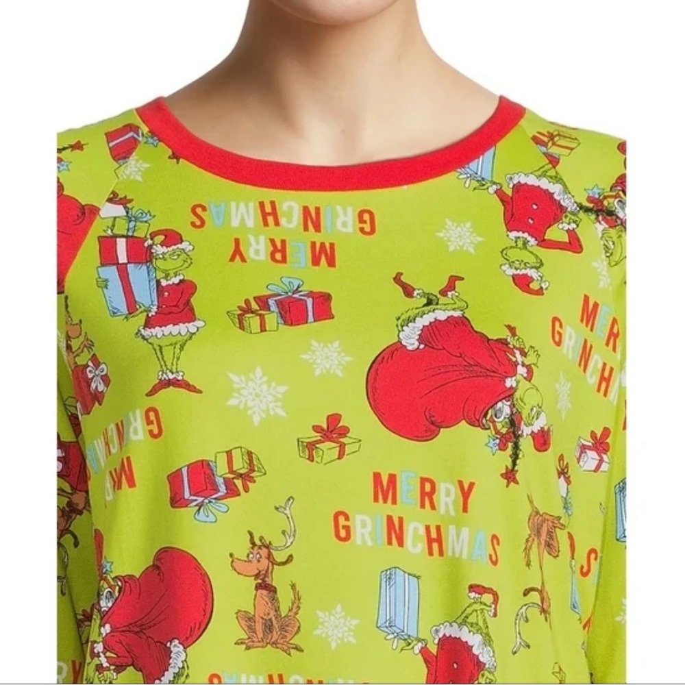 Grinch Themed Green and Red Pajama Top